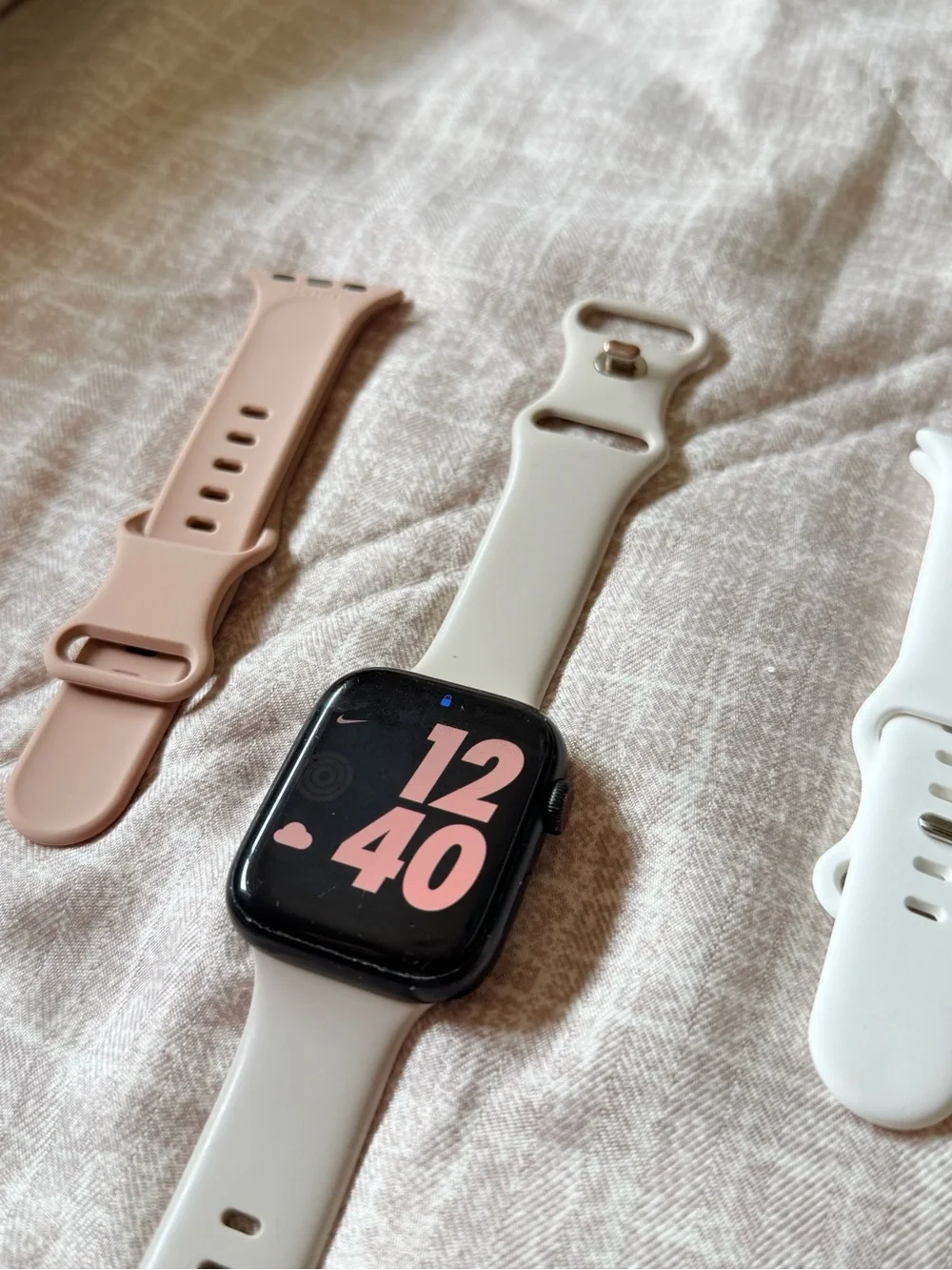 Apple Silicone Smartwatch Bands and White Apple Watch